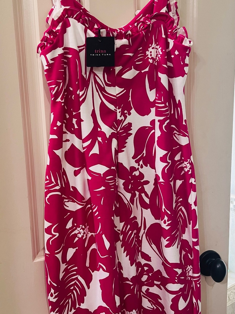 Trina Turk Hot Pink & White Floral Maxi Dress: NEW WITH TAGS